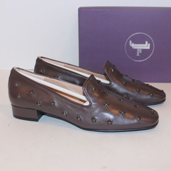 NWT Anthropologie Jon Josef Pandora Brown Leather Bronze Loafers - Picture 1 of 11
